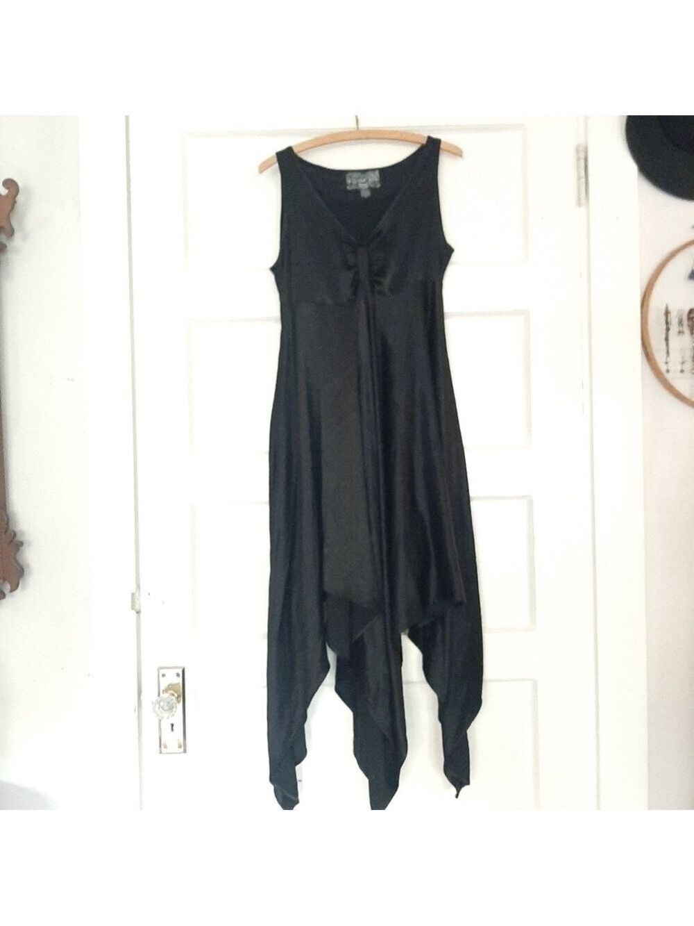 Vintage Eternal Love 90s Goth Handkerchief Hem Empire Waist Maxi Dress USA Made
